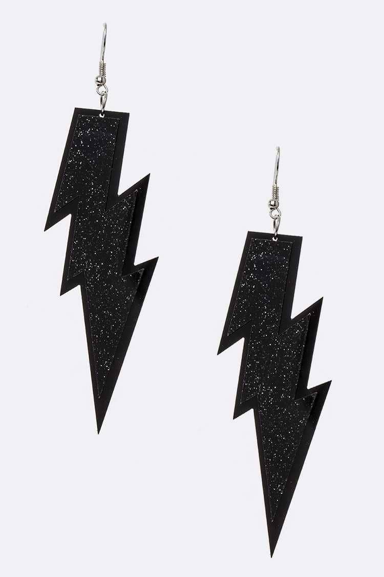 LA Jewelry Plaza - Wholesale Dangle Earrings - Glitter Lightening Bolt Acrylic Earrings1