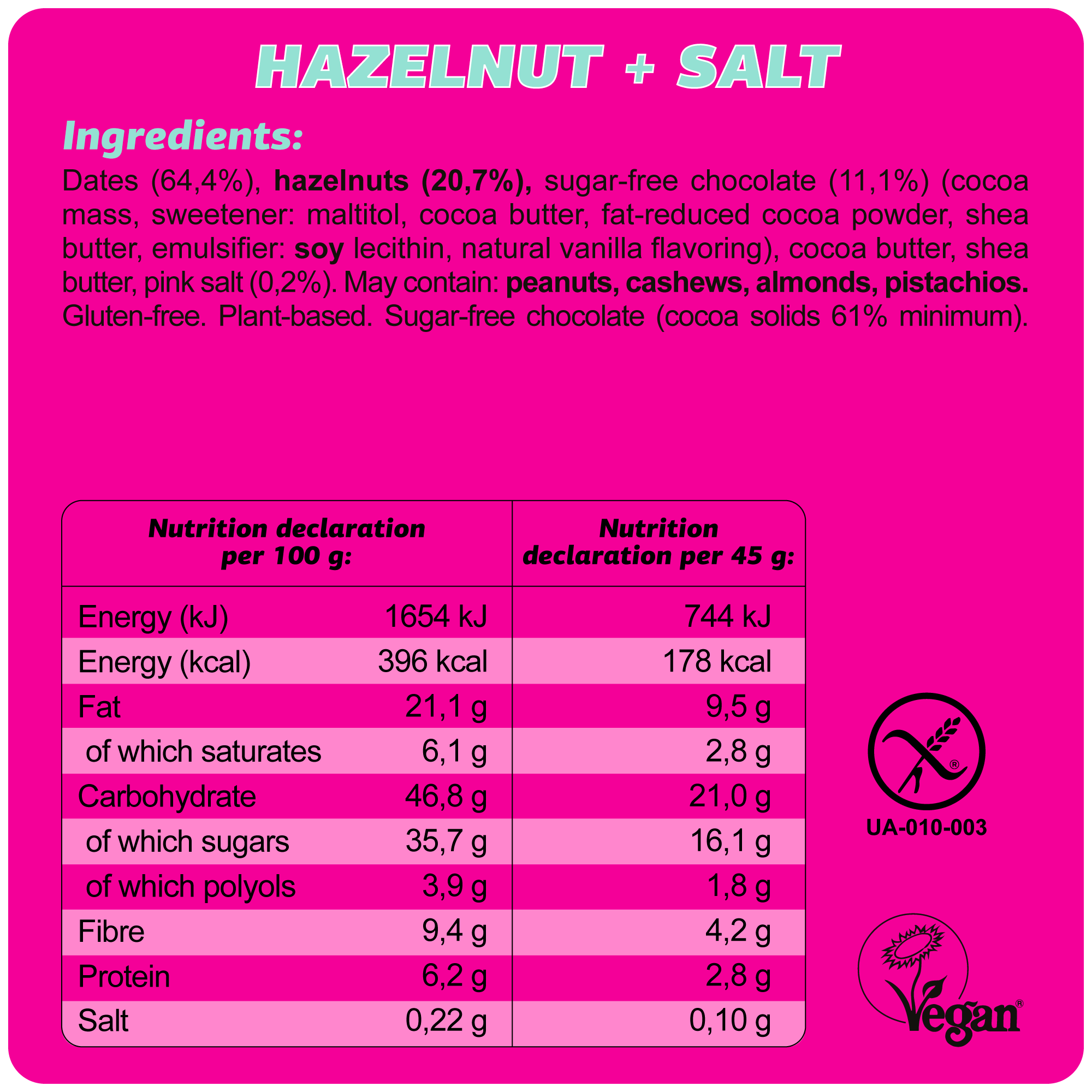 FIZI - Wholesale Snack Bar - GUILTY PLEASURE "HAZELNUT + SALT" 10x45G3