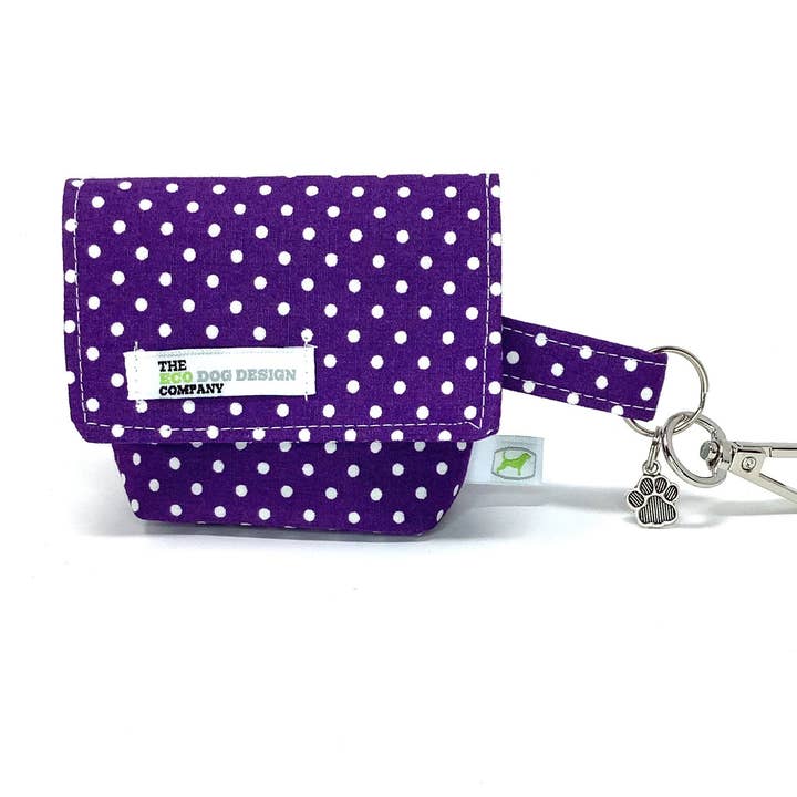 Purple Polka Dot Dog Treat Pouch With Waste Bag Carrier for wholesale by EcoDogDesigns