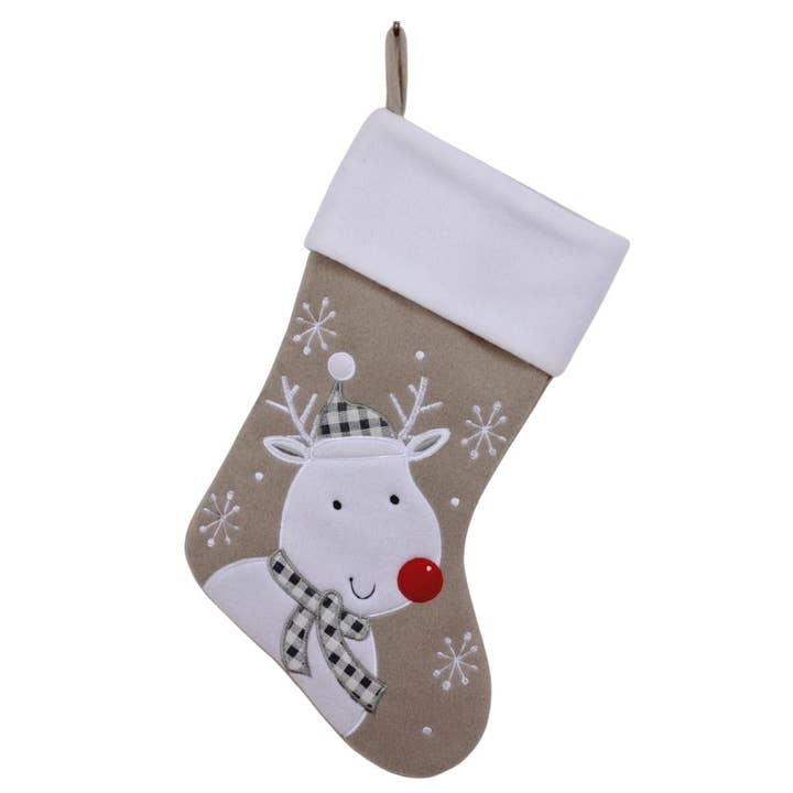 Modern Grey Christmas Stocking - Reindeer for wholesale by Snug as a Bug