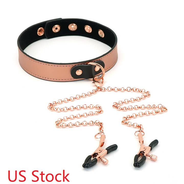 Rose Gold Memory - Lædertynd halsbånd med brystklemme for engroshandel hos Liebe Seele