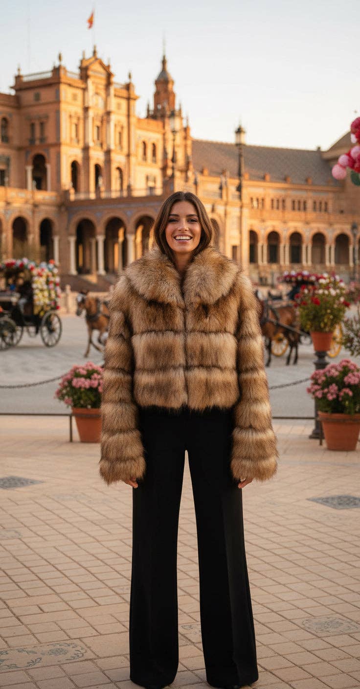 EMMA WU DESIGN – wholesale Fur/faux fur coat – Women's – EMMA WU SELECTION Short long-sleeve faux fur coat with hood7