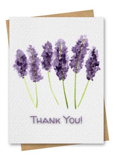 Watercolour Lilac Thank You Card Includes Kraft Envelope for wholesale by Paper Kuts