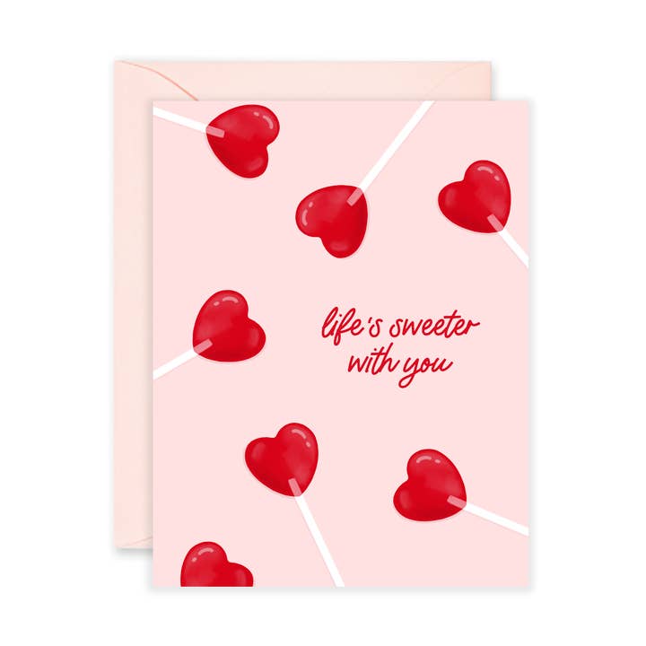 Life's Sweeter With You Lollipops | Valentine's Day Card for wholesale by Isabella MG