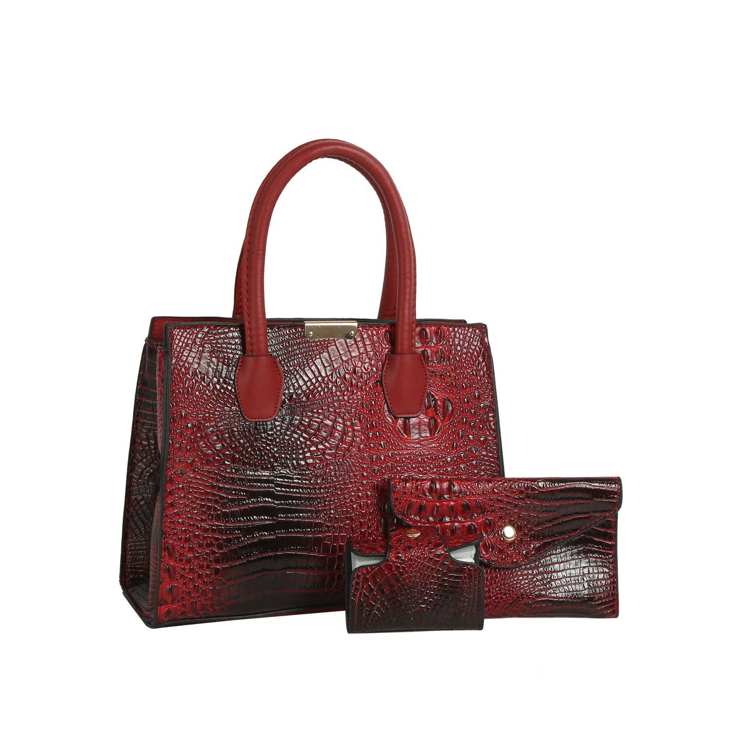 Handbag Factory Corp – wholesale Tote bag – Women's – Crocodile Embossed 3-Piece Tote Set2