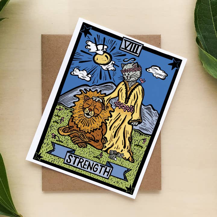 Carta di saluto vuota della Forza dei Tarocchi - Arcani Maggiori Spirituale per la vendita all'ingrosso da parte di Block21Prints