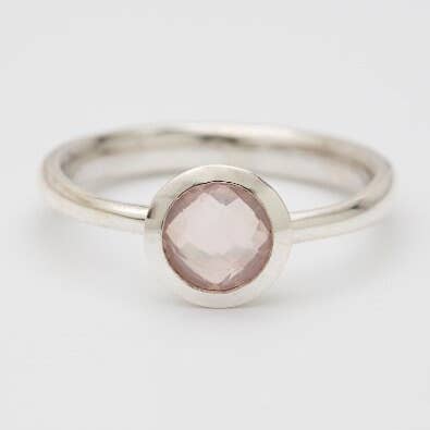 Rose Quartz Ring, Faceted Gemstone, Sterling Silver - Mila for wholesale by Koko