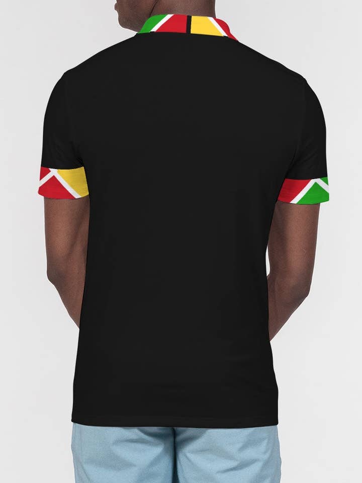 Guyanese Swag Ice Gold Green Men's Slim Fit Short Sleeve Polo for wholesale by Guyanese Swag