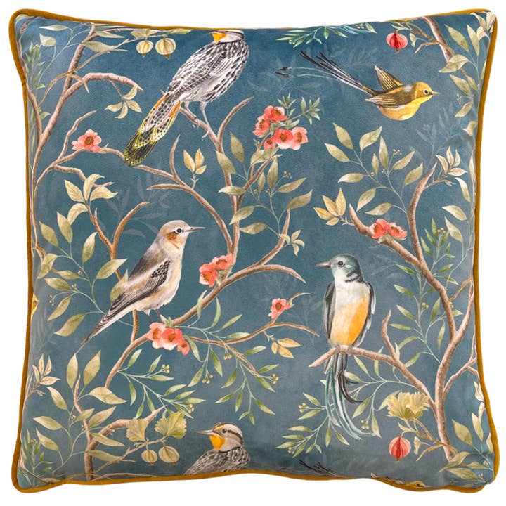 Orient Chinoiserie Cushion Slate Blue for wholesale by Riva Home