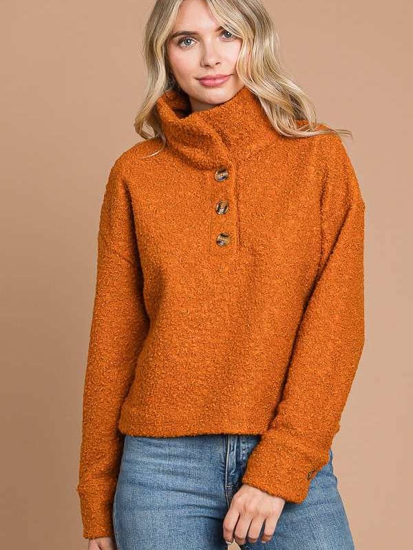 CFU1873L - OVERSIZED BUTTON-UP PULLOVER TOP for wholesale by Culture Code