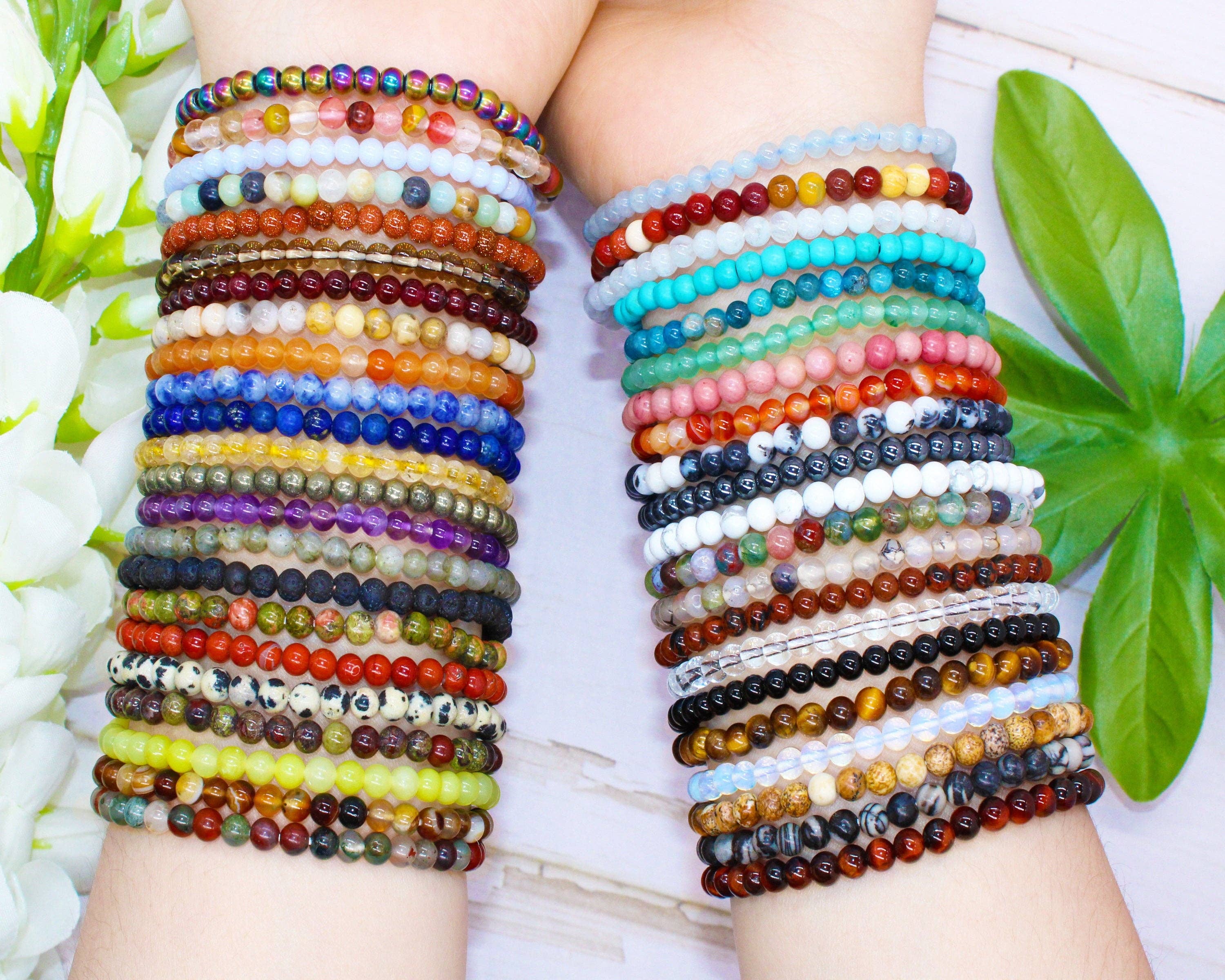 Soul Charms - Wholesale Beaded Bracelet - Crystal Bracelet for Women Men, 8mm, 4mm Bead Bracelet Stack8