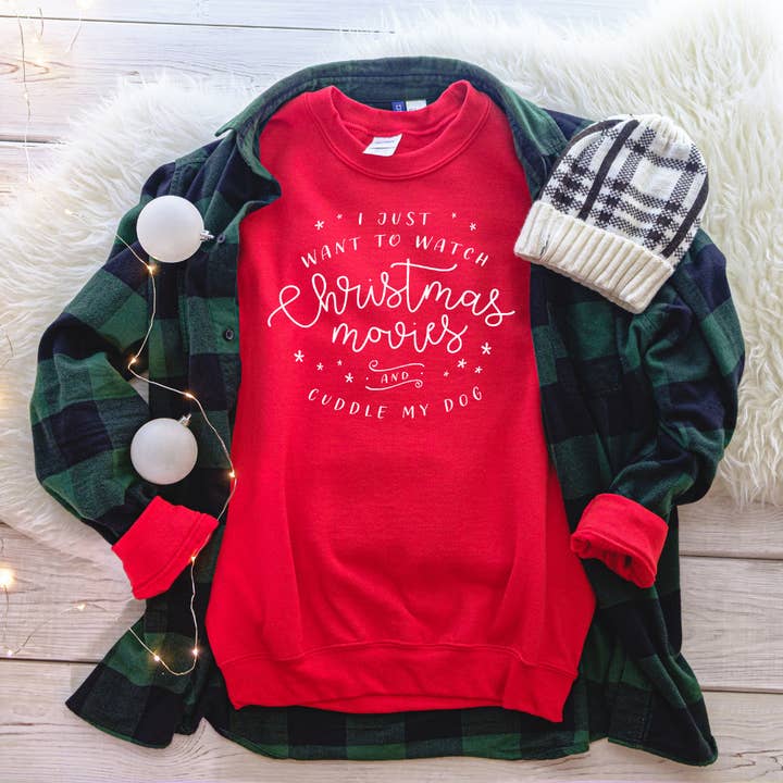 Películas navideñas y abrazos para perros Red Crew Neck para venta al por mayor de Take it 'N' Leave it