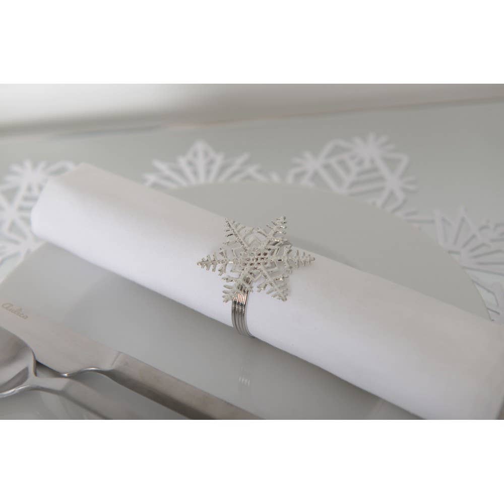 AULICA - Wholesale Napkin Ring - Set of 4 silver snowflake napkin rings1
