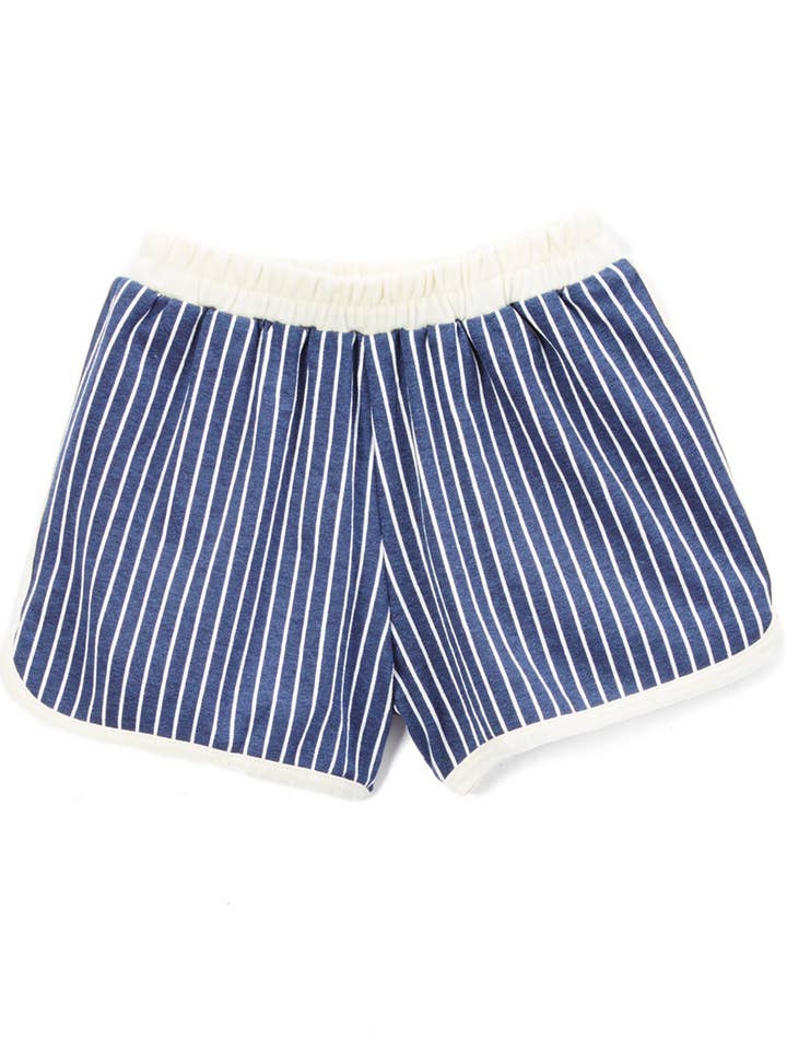 Shorts retro listrados - Navy por atacado de Leighton Alexander