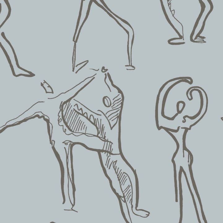 Dancers Wallpaper - Soft Grey for engroshandel hos Sharon Jane Studio