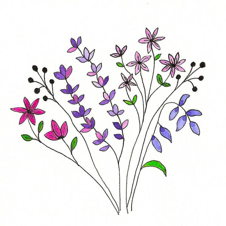 Purple Wildflower 4"x4" Print, Framed for wholesale by Red Cottage Creative