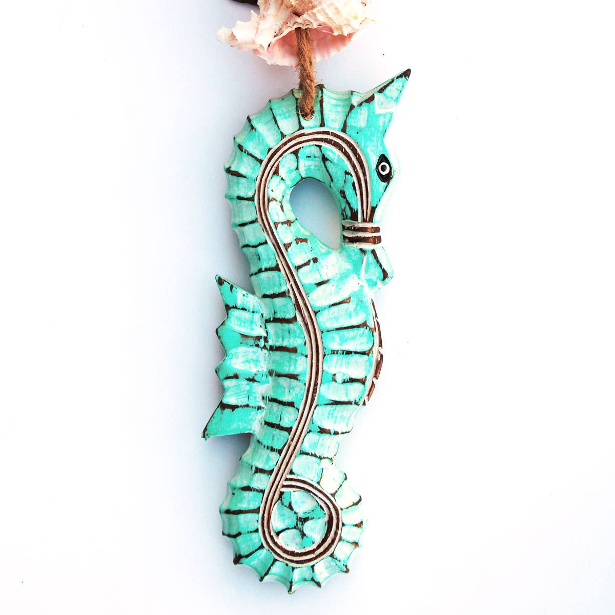 California Seashell Company - Wholesale Mobile - Green Nautical Seahorse Driftwood & Seashell Garland2