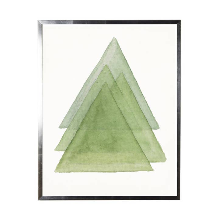 Verde Abstracto Triângulo Sobreposto Aguarela C/ Prateado por atacado de Antique Curiosities Inc