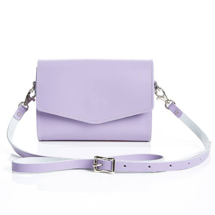 Håndlavet læder kobling taske - Pastel Violet for engroshandel hos Zatchels