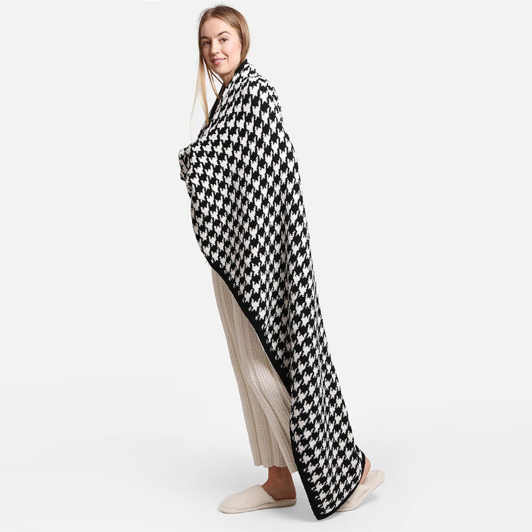 Fashion City - Wholesale Throw Blanket - Houndstooth Pattern Luxury Soft Throw Blanket2