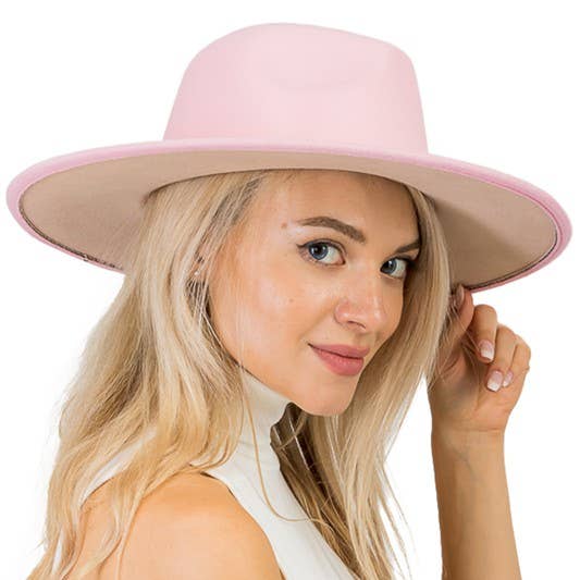 Cap Zone - Wholesale Fedora - Women's - Premium Two Tone Fedora Wide Brim With Belt