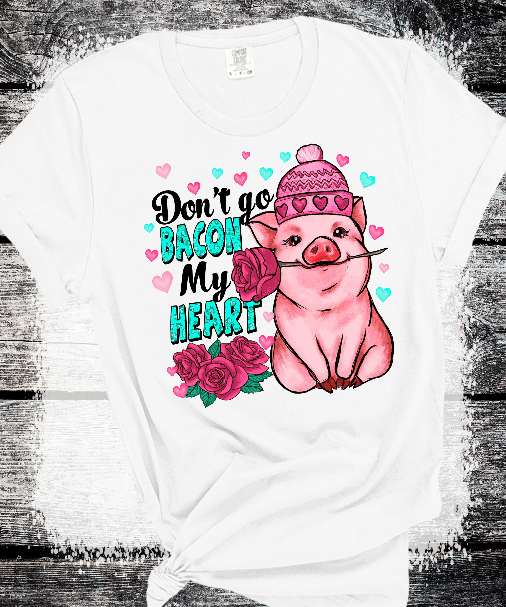A Blessed Texas Mess Boutique - Wholesale T-Shirt (Graphic) - Women's - Don't go Bacon My heart Valentines day Gift Funny Mama Shirt9