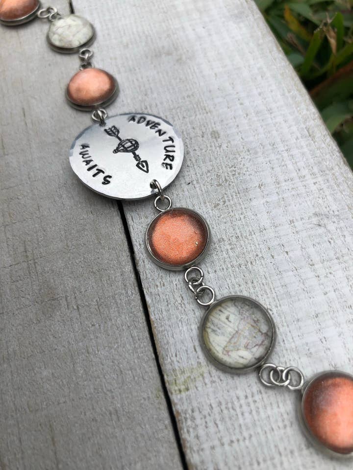 “Adventure Awaits” Link Bracelet for wholesale by The Imprint Duo