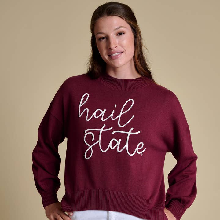 The Embroidered Mock Neck Sweater | MS State for wholesale by Stewart Simmons