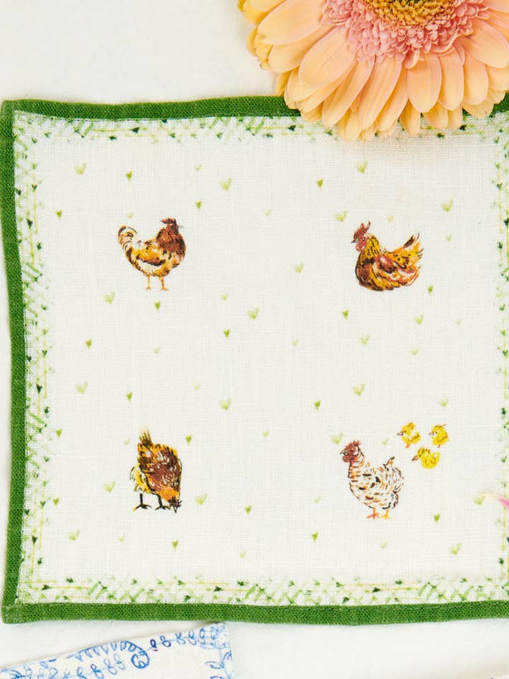 Poules - Ensemble de 4 serviettes à cocktail pour la vente par Darling Lemon