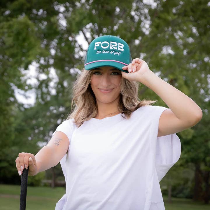 Citizen Row - Wholesale Trucker Hat - Women's - Green Women’s Golf Hat with Pink Rope2