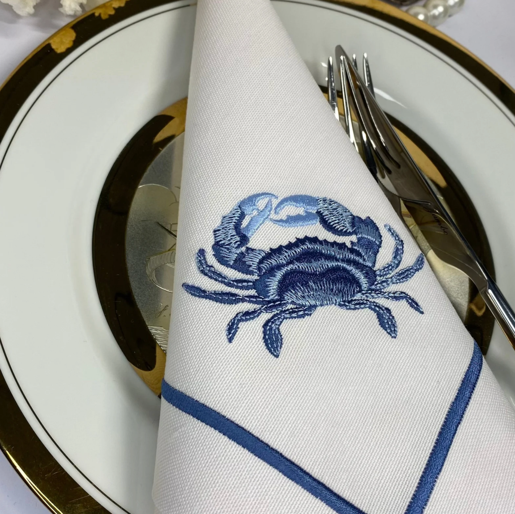 Handmade Originals Ukraine - Wholesale Dinner & Cloth Napkin - Embroidered Napkins Premium Quality 16x16'' - Sea8
