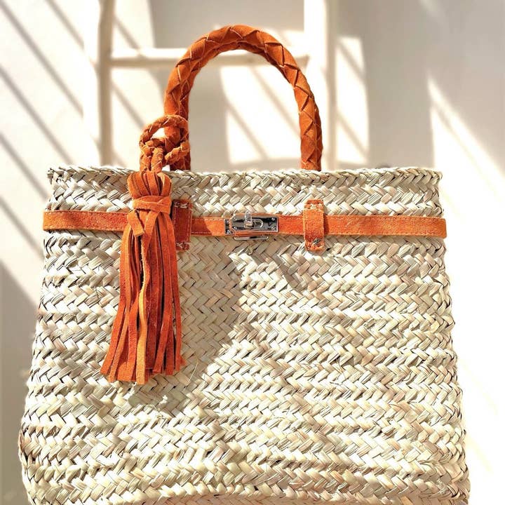 martitec - Vente Sac de plage - Panier avec anses tressées en suède, sac de shopping0