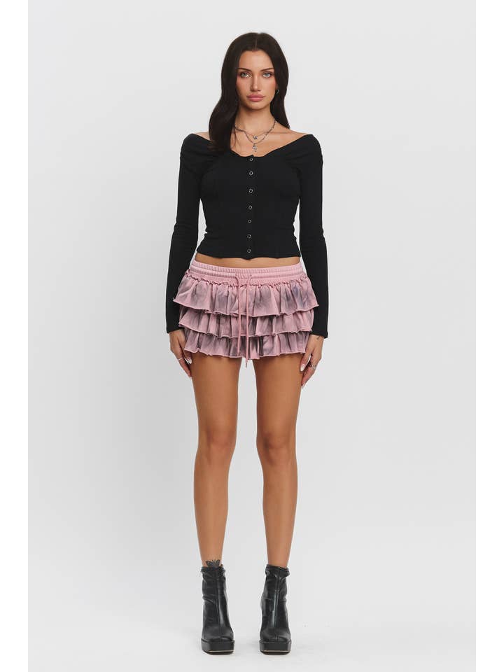 No Vacancy - Wholesale Knit Top - Women's - Off shoulder button down long sleeve top