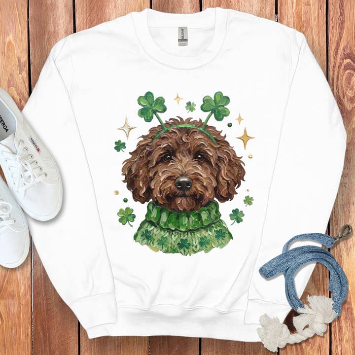 Lucky Chocolate Goldendoodle Sweatshirt for wholesale by Puppy Jo