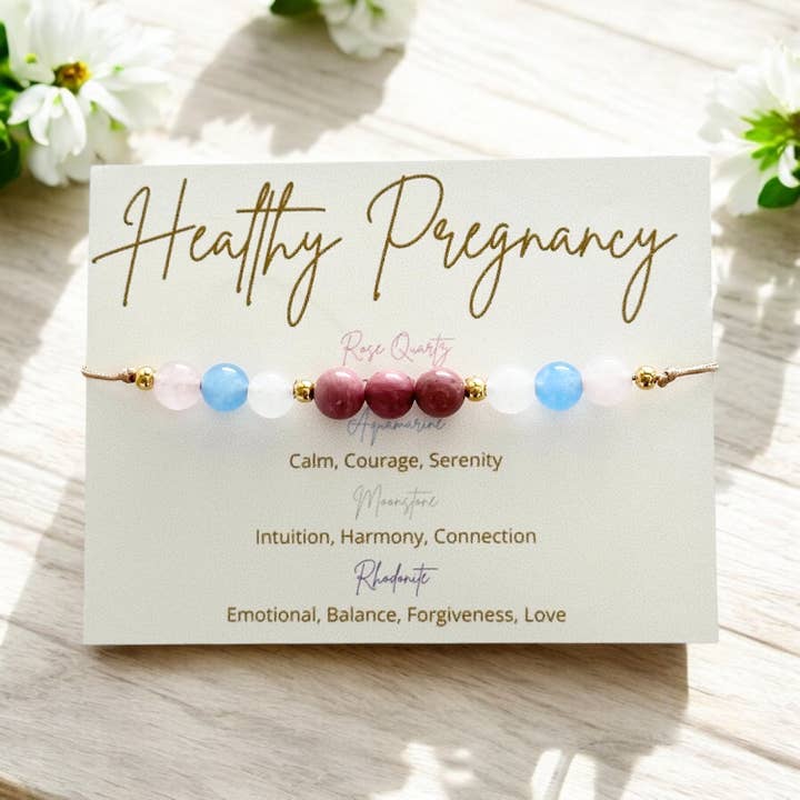 Healthy Pregnancy Bracelet with Rose Quartz for wholesale by Modern House Miami