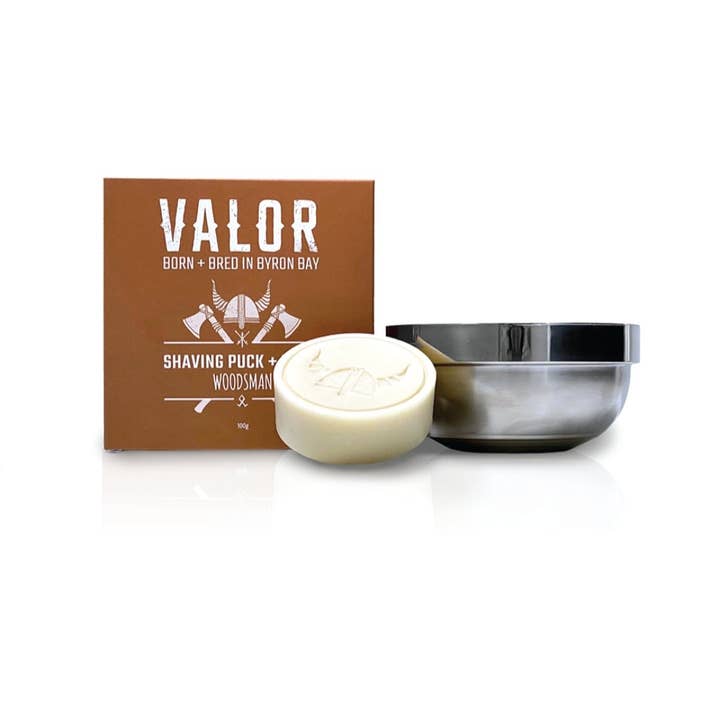 Valor Organics - Wholesale Shave Soap - Men's - Shaving Soap Puck + Steel Bowl (Woodsman Scent)0