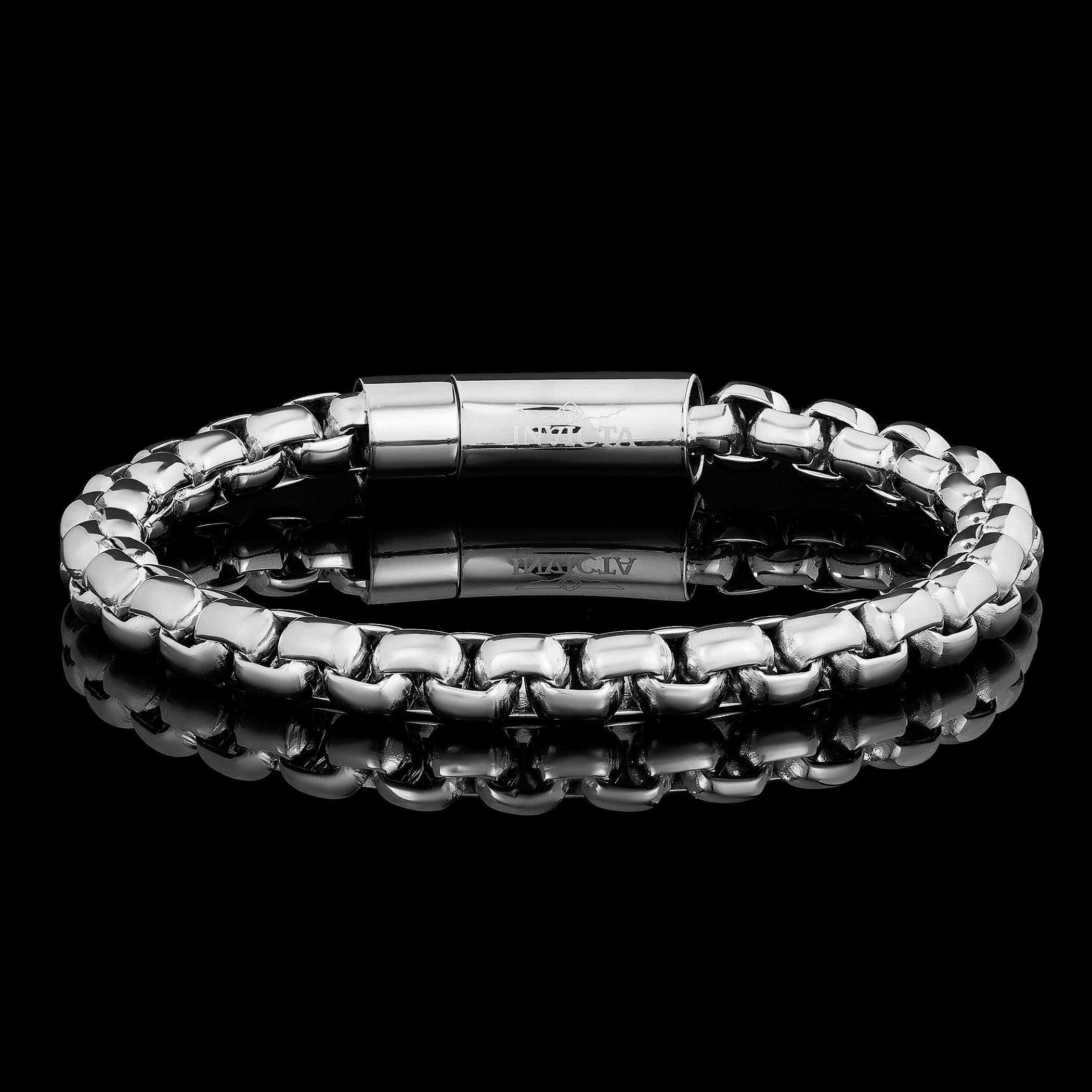 West Coast Jewelry – Engroshandel Armbånd med led og kæde – Invicta Smykker Poleret Boks Kæde Stål Armbånd (8mm) - 9"6