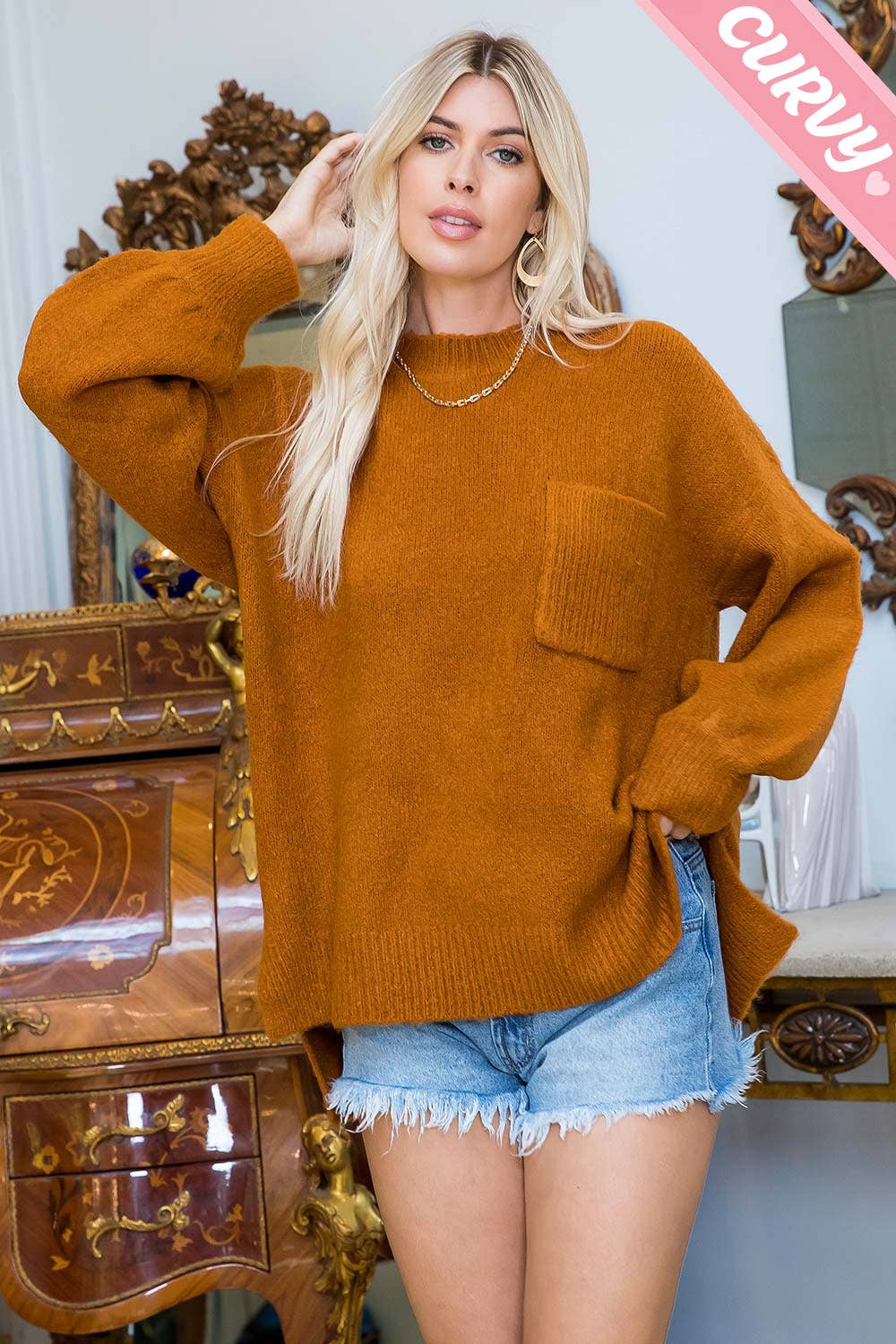 Sweet Lovely by Jen - Wholesale Tunic Sweater - Women's - PLUS SIZE SOFT AND CAMFY COZY KNIT SWEATER0