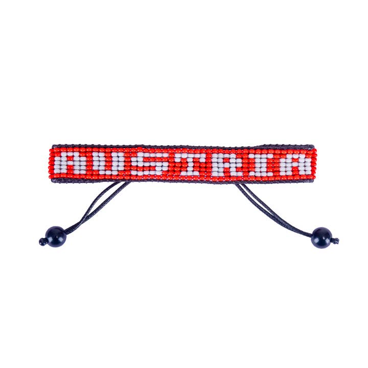 Austria Flag Beaded Bracelet: Handmade Adjustable Boho Wristband | World Cup 2026 Soccer Fan Gear | Support Team Austria | Gift for Men & Women for wholesale by Fahari Luxury