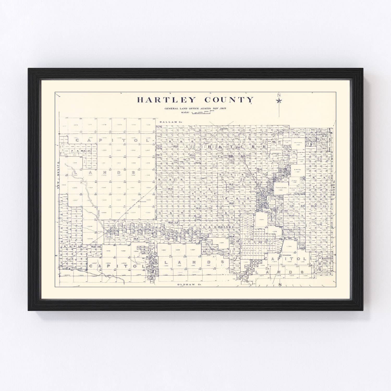 Ted's Vintage Art - Wholesale Map - Vintage Map of Hartley County, Texas 19250