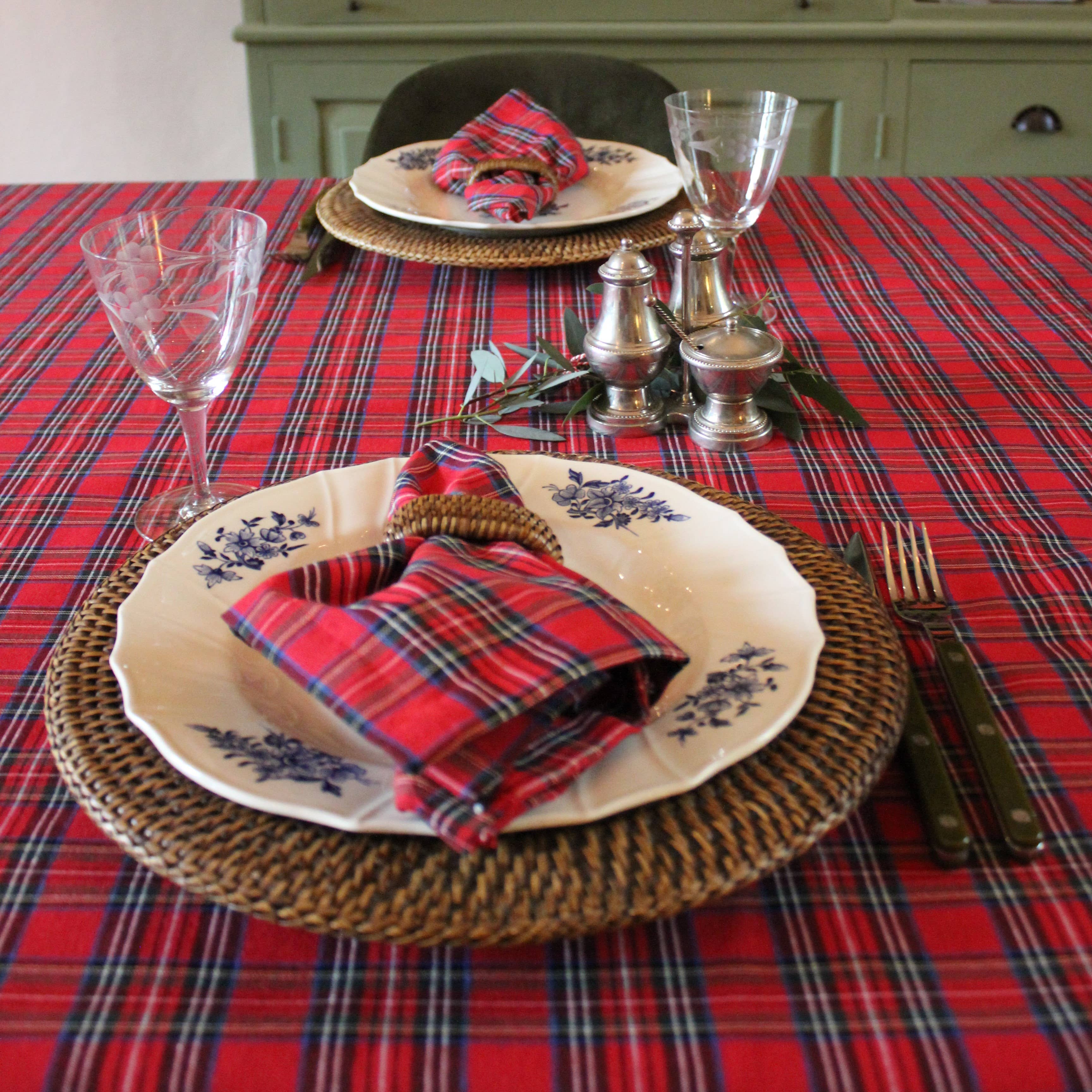 Bamar - Vente Nappes - Nappe Windsor rouge - losange écossais - tartan3