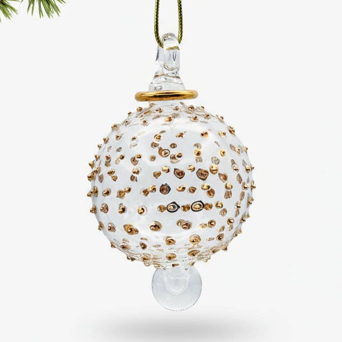 Dekofigur aus geblasenem Glas — Goldfarbene Punkte für den Großhandel von Dandarah (Ships from Canada)
