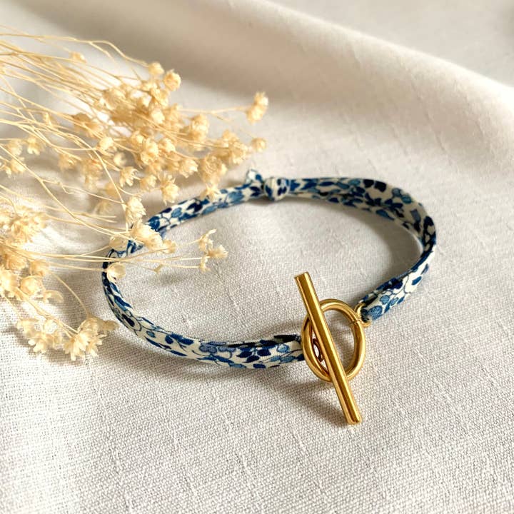 Lyneor Bijoux - Vendita all'ingrosso Bracciale in tessuto/intrecciato - Bracciale Liberty con chiusura a T in acciaio inox oro2