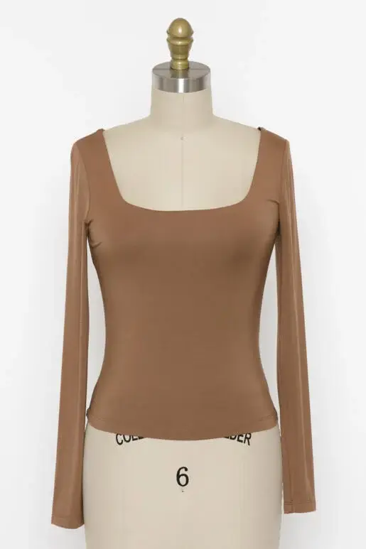 Final Touch - Wholesale Knit Top - Women's - Double Layered Square Neck Basic Top - T1710950