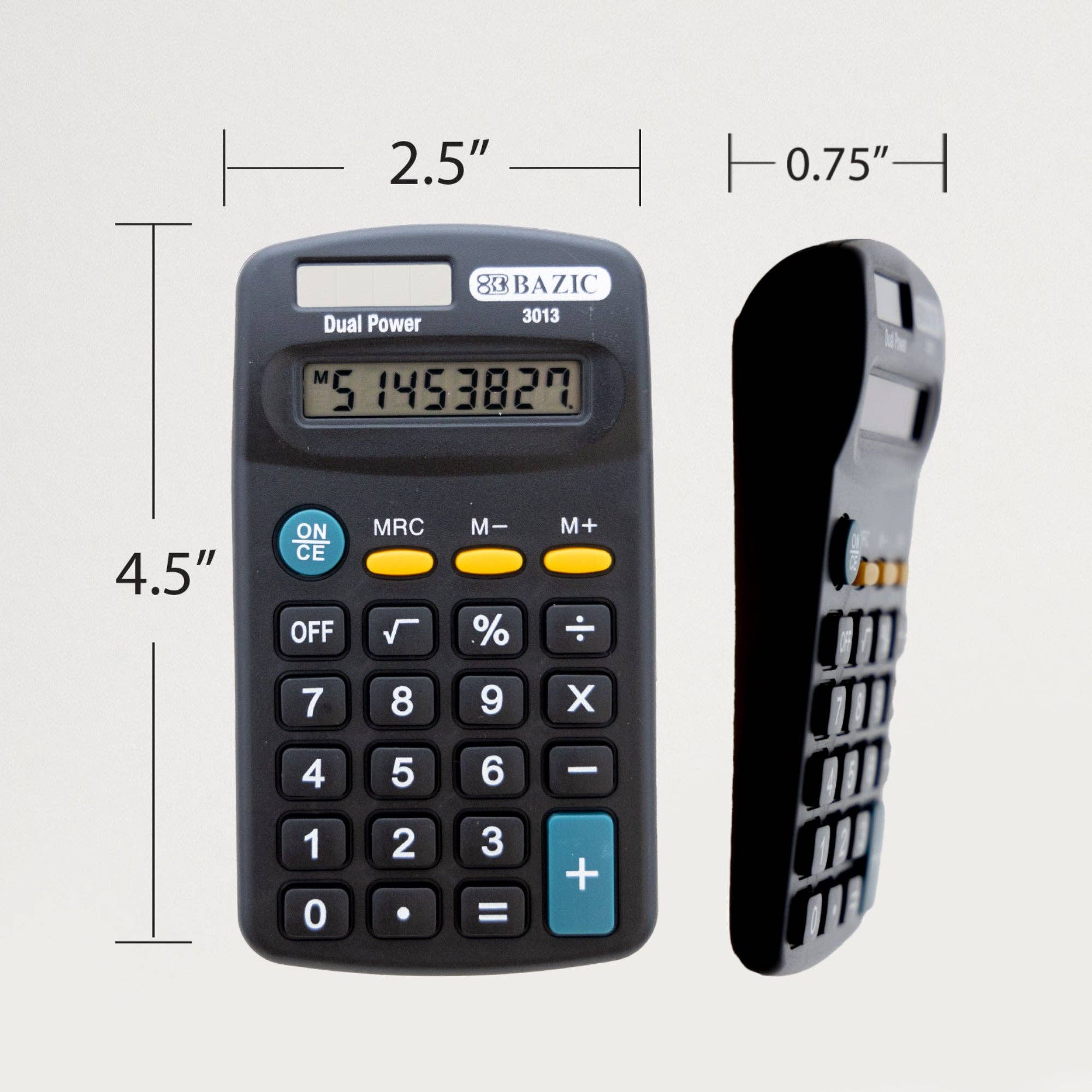 Luna Office Supply -  Everyday Essential - Wholesale Calculator - Pocket Size Black Calculator 8-Digit Dual Power2