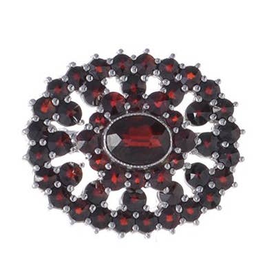 Brooch With Bohemian Garnet Round#3 for wholesale by Madeka e.U.