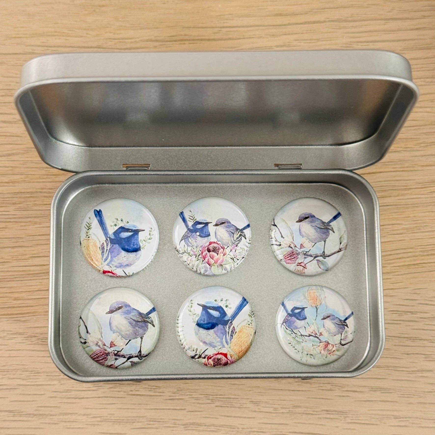 Scattered Seed Co - Wholesale Magnet - Blue Fairy Wren Magnets set of 6 in tin1
