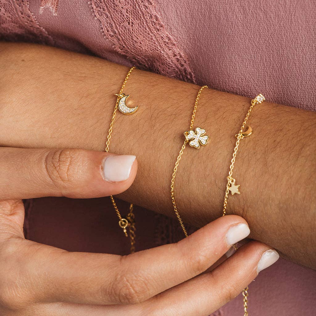 Itemporality - Wholesale Charm/Dangle Bracelet - Silver bracelet with gold-plated zircons and moons and stars1