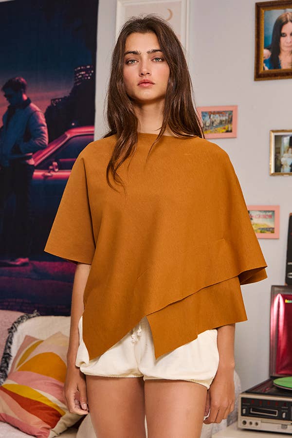 Ivory IT2115 Asymmetric & Crossover Hemline Poncho Top for wholesale on Faire14