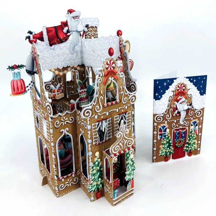 Notes & Queries, Inc. - Wholesale Christmas Card - 3D POPUP GREETING CARD GINGERBREAD HOUSE